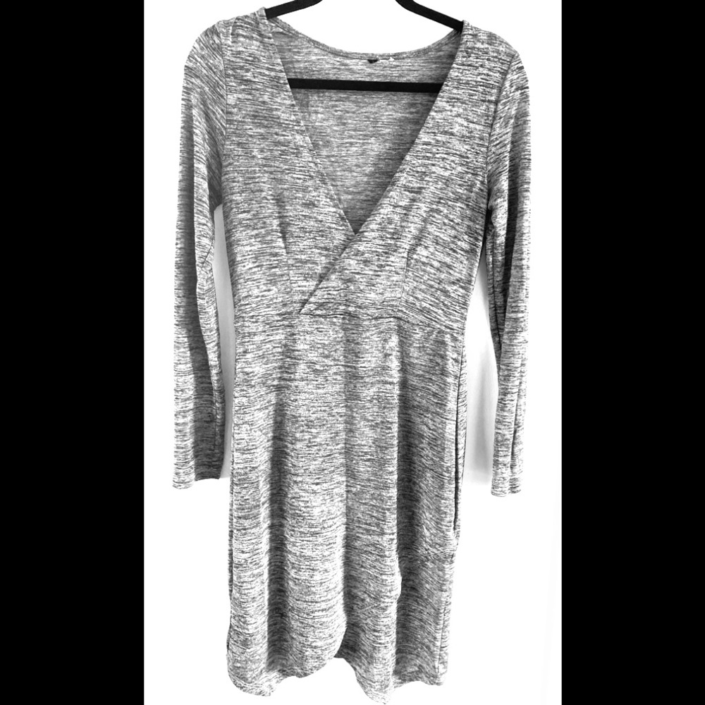 Heather Gray Long Sleeve Midi Dress